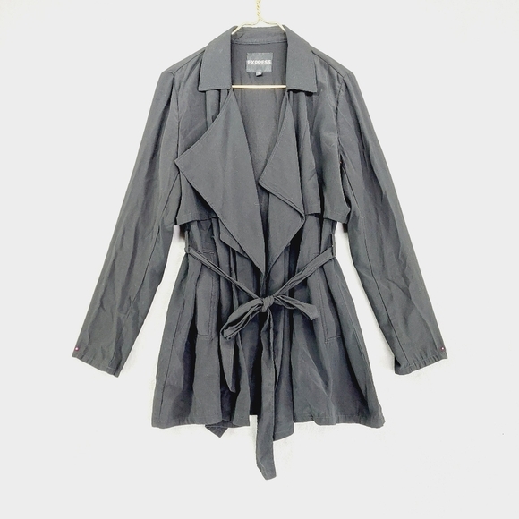 Express Black Belted Rayon Blend Trench Coat P6772 - Picture 1 of 9